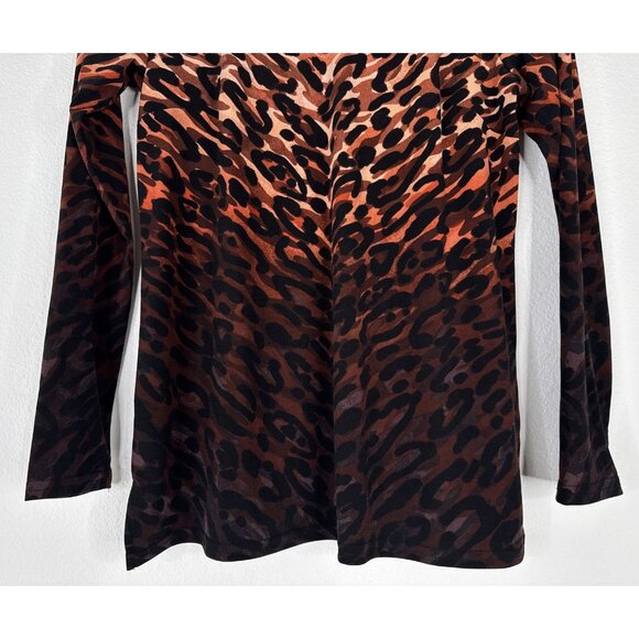 Belle By Kim‎ Gravel Animal Print Knit Top Size XXS Long Sleeve NEW - Picture 3 of 11